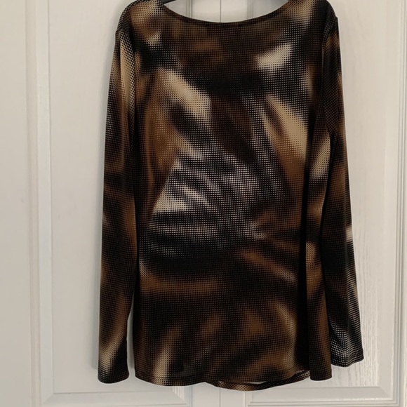 Laura ladies dressy top. Brown, black & cream colours - Picture 5 of 7